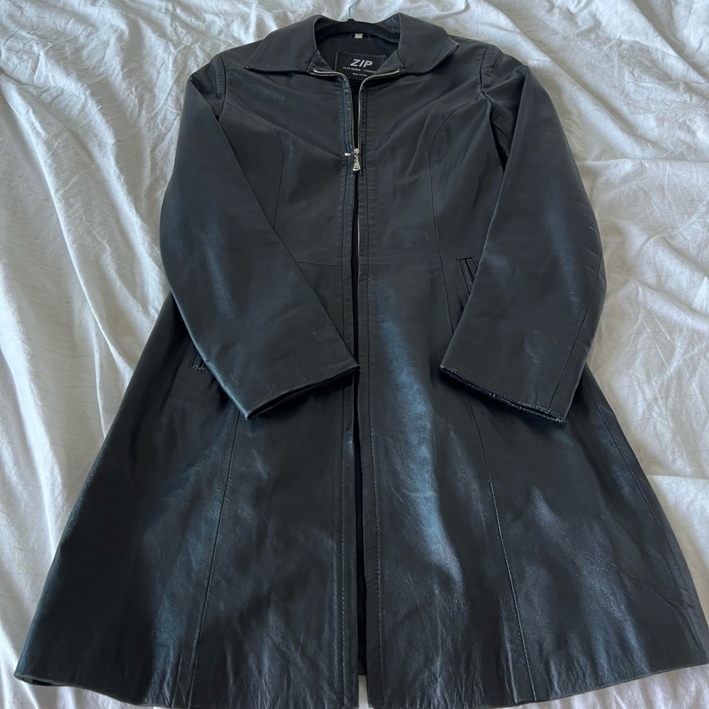 Italian leather trench coat jacket